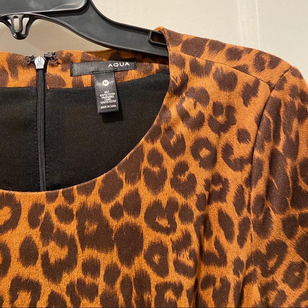 Aqua faux suede leopard print dress - Picture 3 of 4